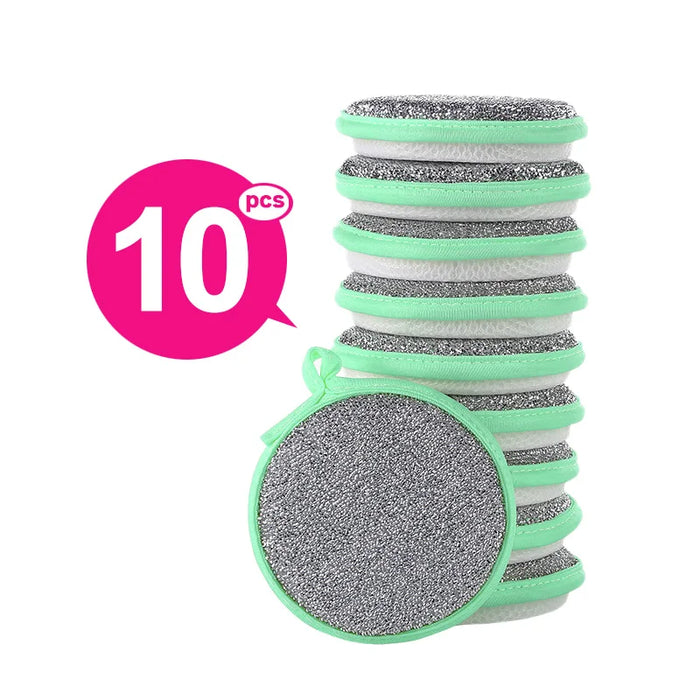 Double-Sided Dishwashing Sponges – Reusable Kitchen Scrub Pads 10PCS