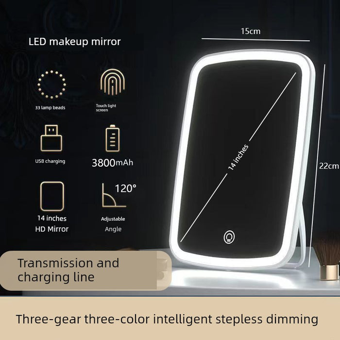 Portable LED Makeup Mirror with Light – Compact Desktop Mirror for Women