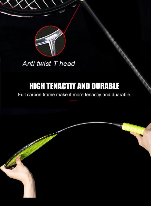 Alpsport XHP Badminton Racket & Bag – 75g Full Carbon Fiber Ultra-Light (2PCS)