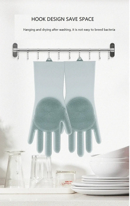 Dishwashing Gloves – Magic Silicone Reusable Scrubber Cleaning Gloves