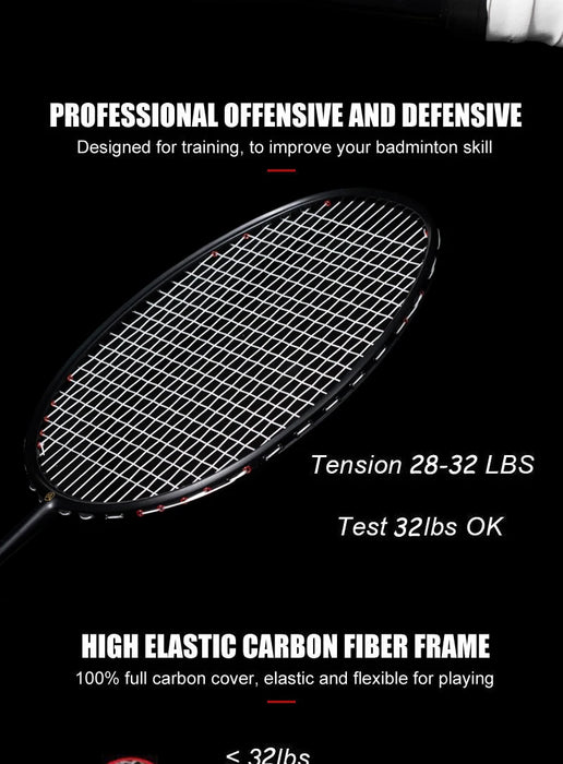 Alpsport XHP Badminton Racket & Bag – 75g Full Carbon Fiber Ultra-Light (2PCS)
