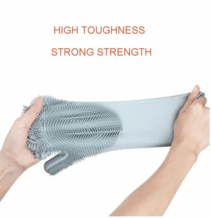 Dishwashing Gloves – Magic Silicone Reusable Scrubber Cleaning Gloves