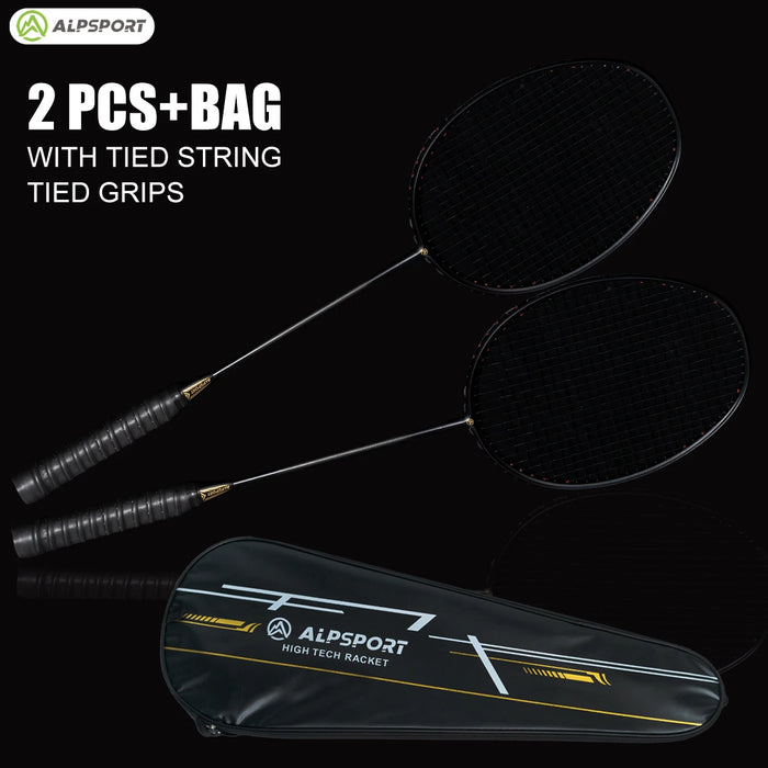 Alpsport XHP Badminton Racket & Bag – 75g Full Carbon Fiber Ultra-Light (2PCS)