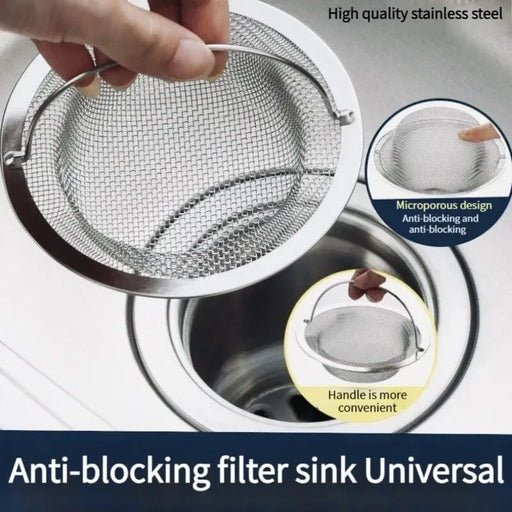 Stainless Steel Drain Hole Filter with Handle – For Bathtub, Shower, and Kitchen