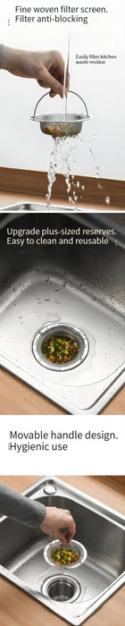 Stainless Steel Drain Hole Filter with Handle – For Bathtub, Shower, and Kitchen