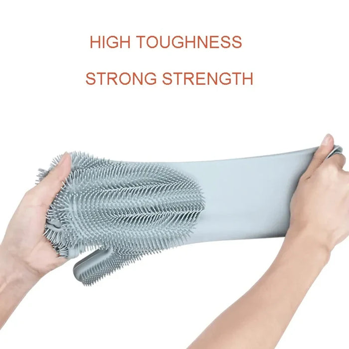 Dishwashing Gloves – Magic Silicone Reusable Scrubber Cleaning Gloves