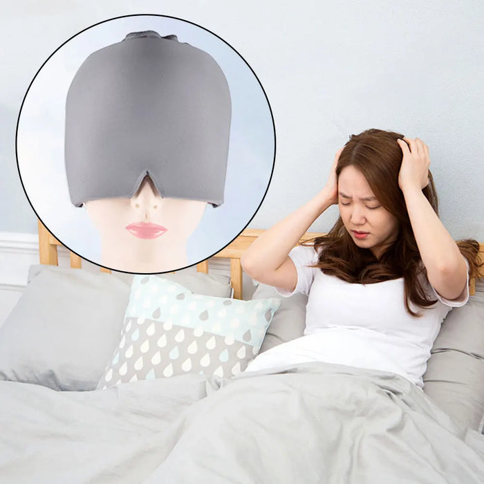 Gel Ice Headache Migraine Relief Hat – Cold Compress Therapy Cap, Eye Mask for Pain Relief