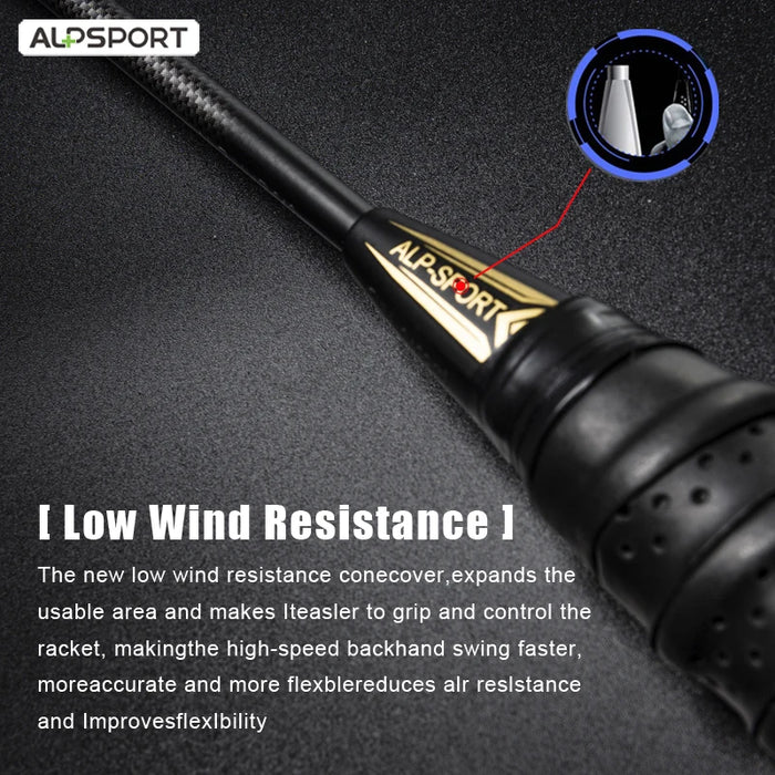Alpsport XHP Badminton Racket & Bag – 75g Full Carbon Fiber Ultra-Light (2PCS)