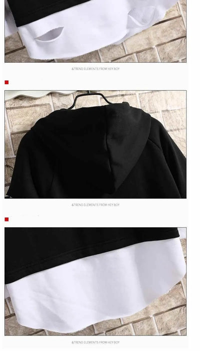 Black Hip-Hop Pullover with Anime-Inspired Design