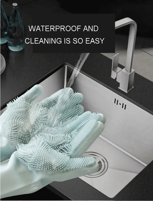 Dishwashing Gloves – Magic Silicone Reusable Scrubber Cleaning Gloves