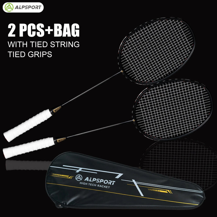 Alpsport XHP Badminton Racket & Bag – 75g Full Carbon Fiber Ultra-Light (2PCS)