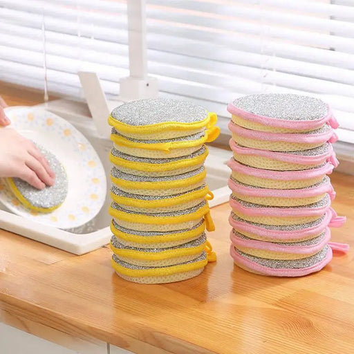 Double-Sided Dishwashing Sponges – Reusable Kitchen Scrub Pads 10PCS