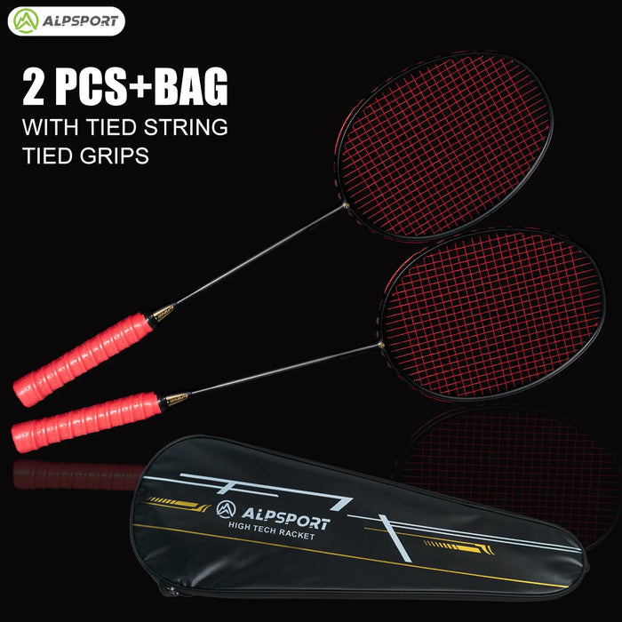 Alpsport XHP Badminton Racket & Bag – 75g Full Carbon Fiber Ultra-Light (2PCS)