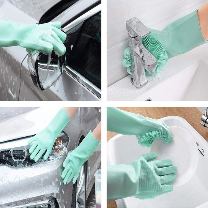 Dishwashing Gloves – Magic Silicone Reusable Scrubber Cleaning Gloves