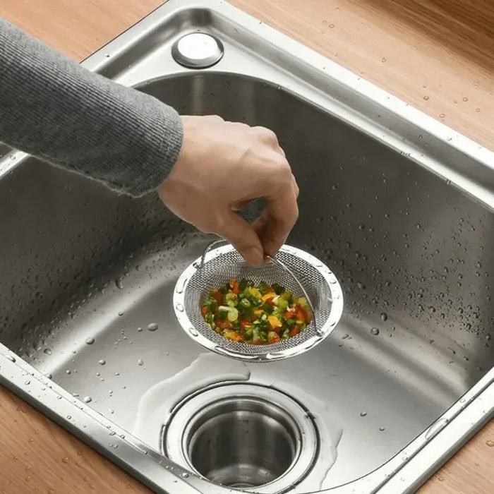 Stainless Steel Drain Hole Filter with Handle – For Bathtub, Shower, and Kitchen