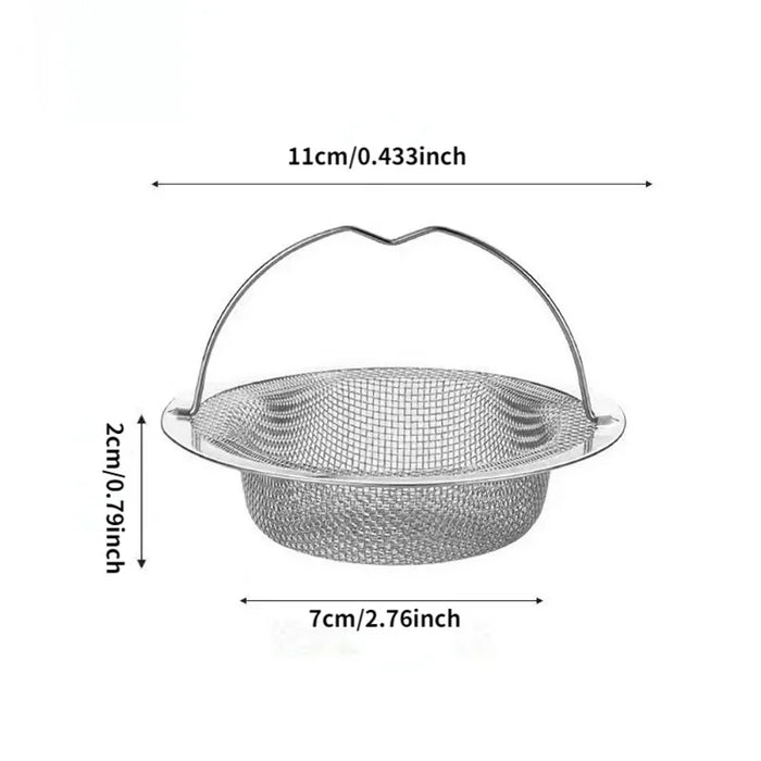 Stainless Steel Drain Hole Filter with Handle – For Bathtub, Shower, and Kitchen