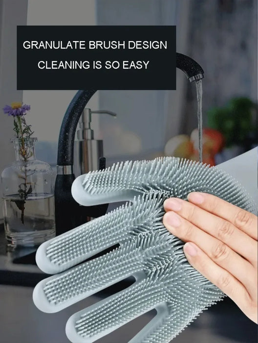 Dishwashing Gloves – Magic Silicone Reusable Scrubber Cleaning Gloves