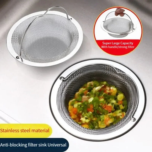 Stainless Steel Drain Hole Filter with Handle – For Bathtub, Shower, and Kitchen