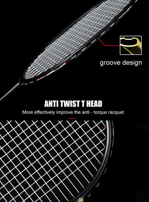 Alpsport XHP Badminton Racket & Bag – 75g Full Carbon Fiber Ultra-Light (2PCS)